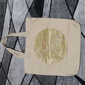 VICTORIA SECRET 2013 LIMITED EDITION GLITTER SHINE STUDDED LOGO CANVAS TOTE BAG